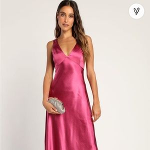 Lulus satin cowl neck midi slip dress